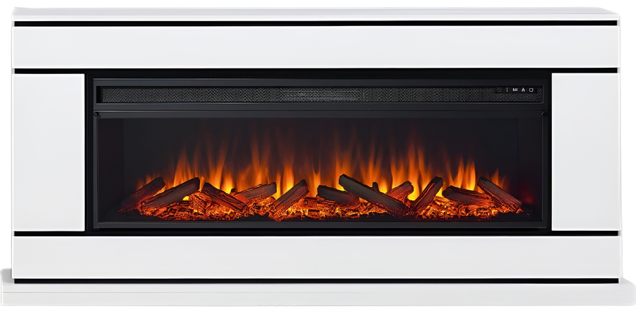 Линейный электрокамин Elekam Bertino белый с черным с очагом Pulsar 60