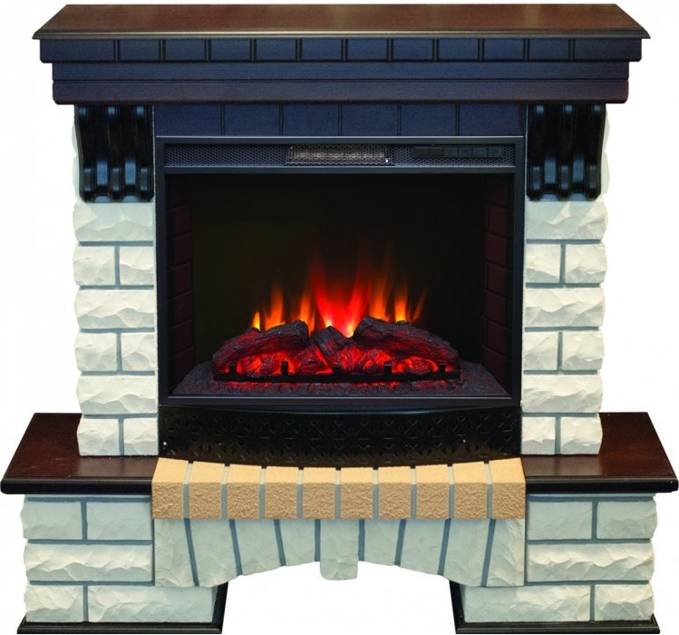 Электрокамин с широким очагом 2D Real-Flame Country 25/25,5 AO с очагом Sparta 25,5 LED