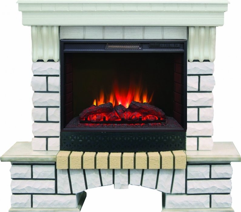 Электрокамин с широким очагом 2D Real-Flame Country 25/25,5 WT с очагом Sparta 25,5 LED