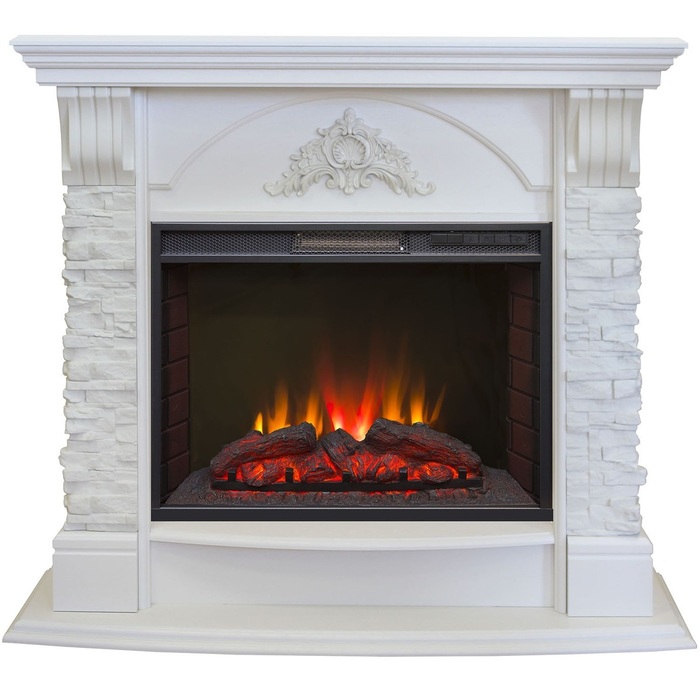 Электрокамин с широким очагом 2D Real-Flame Athena 25/25,5 WT с очагом Sparta 25,5 LED