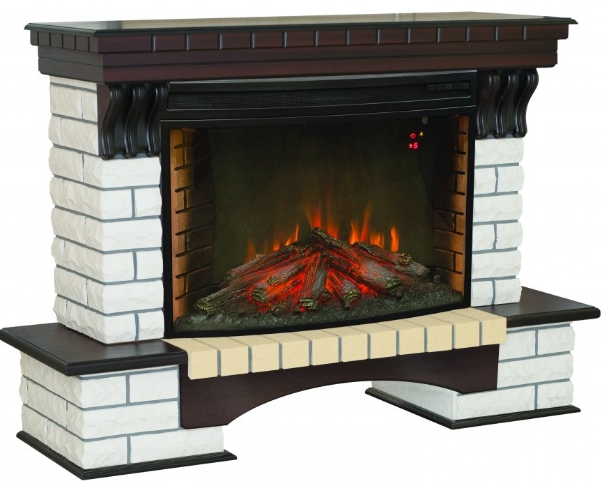 Электрокамин с широким очагом 2D Real-Flame Country 33 AO с очагом Firespace 33 S IR