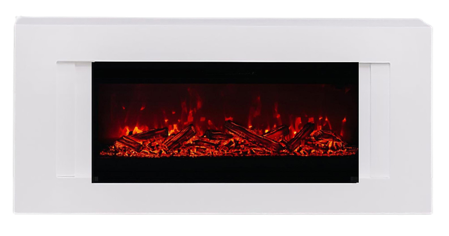 Линейный электрокамин Elekam Lines белый с очагом Pulsar 38