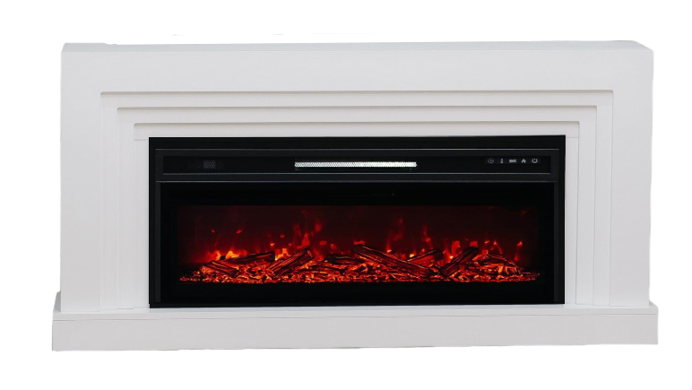Линейный электрокамин Elekam Delta белый с очагом Pulsar 38