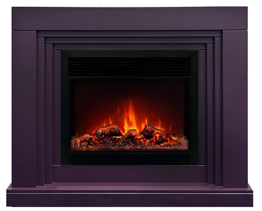 Электрокамин с широким очагом 2D Real-Flame STANLEY 26 PLUM с очагом MOONBLAZE DELUXE BL