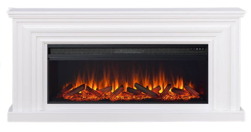 Линейный электрокамин Elekam Vakanda белый с черным с очагом Pulsar 60